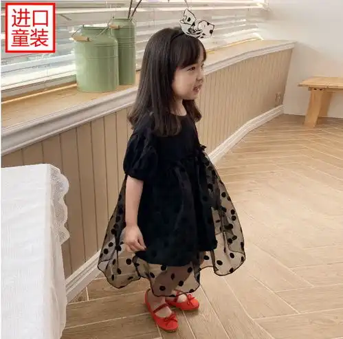 现货韩国童装女童春夏连衣裙波点公主裙女孩纱裙