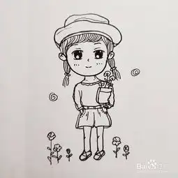 怎样画简单的女孩手拿花的插画