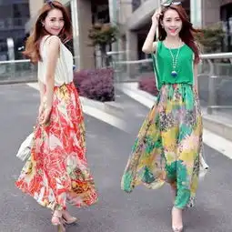 雪纺印花长裙2015夏季新品女装碎花连衣裙波西米亚沙滩无袖仙女裙