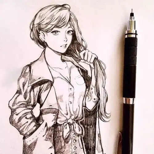 用自动铅笔画美女,画出来比照片还漂亮