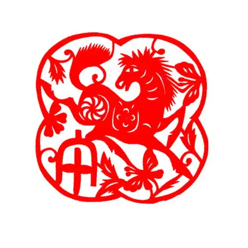 圆形马年窗花剪纸图案欣赏民间剪纸马窗花图片大全