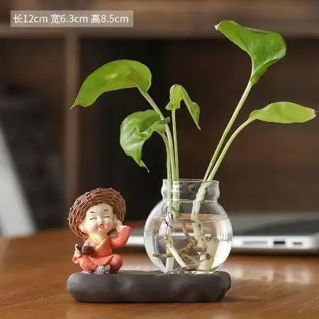 绿萝水培花盆器皿花瓶透明玻璃插花创意水养植物花器客厅装饰摆件