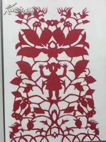 花丛女孩传统手工剪纸手工剪刻长19cm高28cm一次购买5张以上免速递费可挑选不同图案