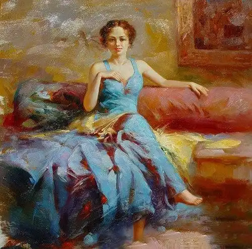 古典人体油画,楚楚动人的画中女郎