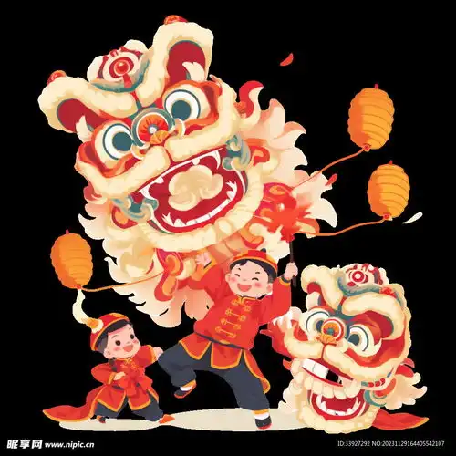 舞狮插画设计图其他素材