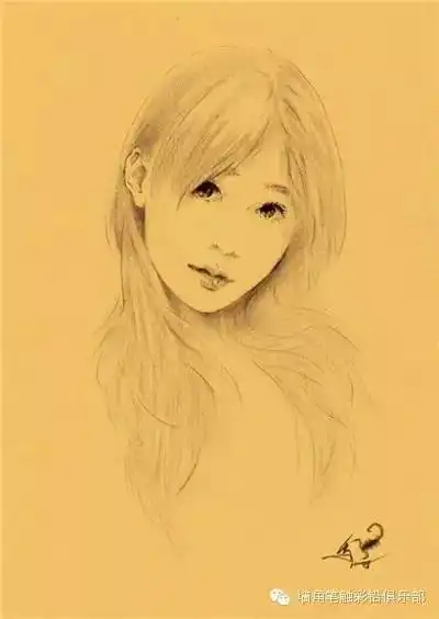 一组漂亮的女生线描肖像