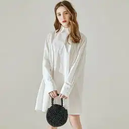 施悦名全棉时尚连衣裙女2019欧美春秋新款纯色女装单排扣开衫短裙a