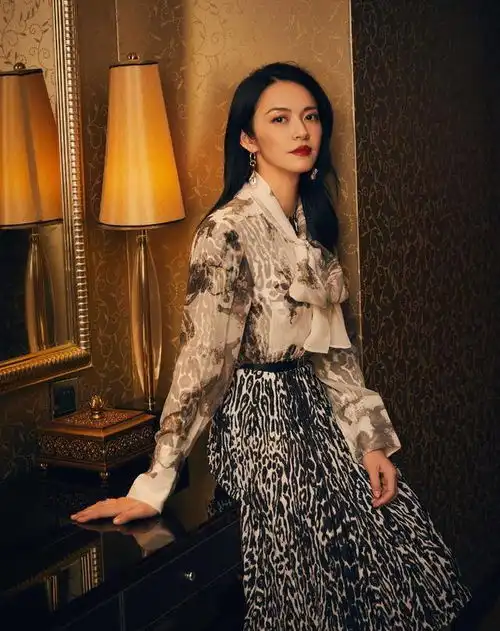姚晨很聪明,衬衫豹纹裙穿得优雅成熟,配一条白丝袜立马抢眼了