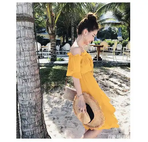 一字领连衣裙,轻松凸显好身材,满足你炸裂的少女心