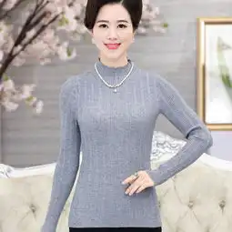 中老年女装针织衫长袖上衣妈妈装秋装打底衫中年打底针织毛衣女k2162