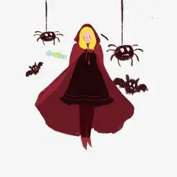 万圣节女巫蝙蝠手绘插画图片素材其他格式下载动漫人物大全