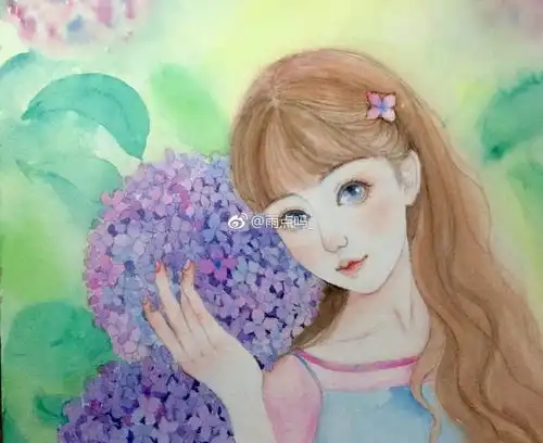水彩步骤临摹画一个美丽的小姐姐