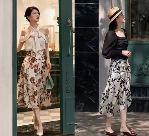 这才是优雅女人穿衣公式,膝下裙搭配矮跟鞋,舒适得体,超美