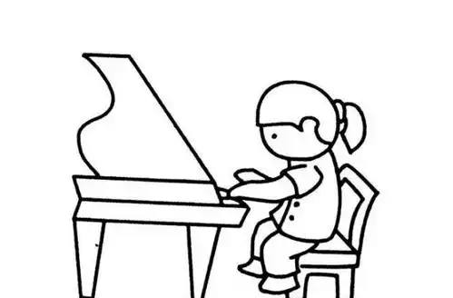 以一个男孩弹钢琴为主题的一幅幼儿简笔画