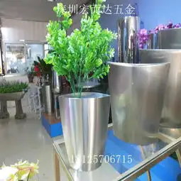 不锈钢花盆/大花器落地金属花盆别墅酒店机场可定做圆形花箱-黄页88网