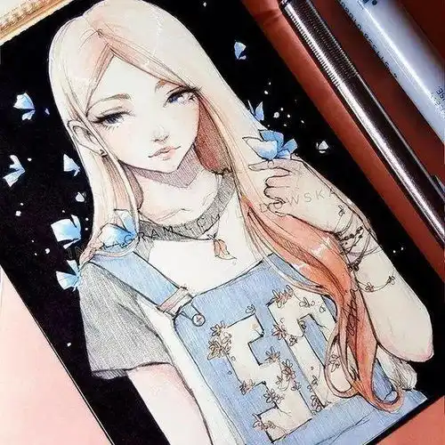 喜欢重金属摇滚的小姐姐,竟画出了小清新二次元动漫手绘