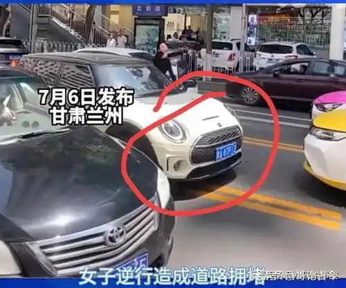 7月6日甘肃兰州女子开车逆行,导致交通堵塞,下车打死撒泼