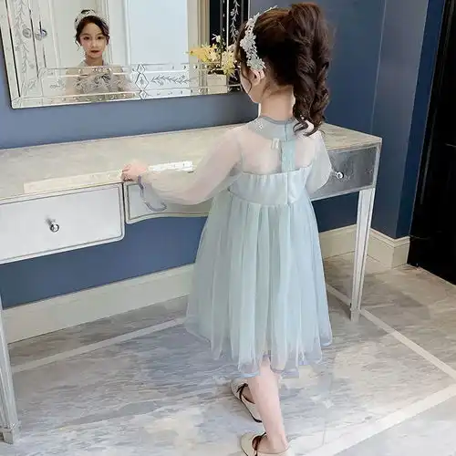 女童连衣裙2020新款夏季洋气儿童唐装公主裙女孩汉服蓬蓬网纱裙子