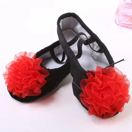 幼儿童舞蹈鞋软底猫爪女童芭蕾舞鞋表演出舞鞋帆布练功鞋粉红女孩