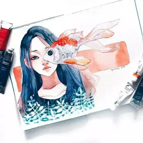 会四国语言的女孩,靠轻盈流动的水彩插画画出近45万的粉丝