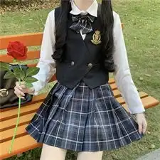 2021春夏jk制服马甲学院风背心日烟灰套装