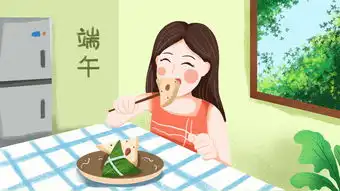 千库原创端午节小女孩吃粽子小清新插画图片素材其他格式下载节日节气大全