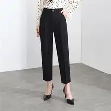 直筒西装裤女2021春季新款烟管裤修身显瘦休闲裤纯色九分职业女裤