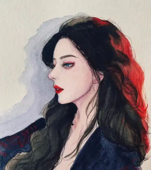 手绘女头眼前人是心上人