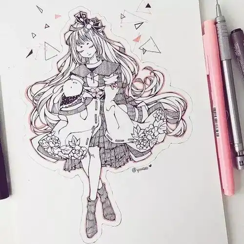 cg原画插画教程绝美仙气女生线稿临摹手绘