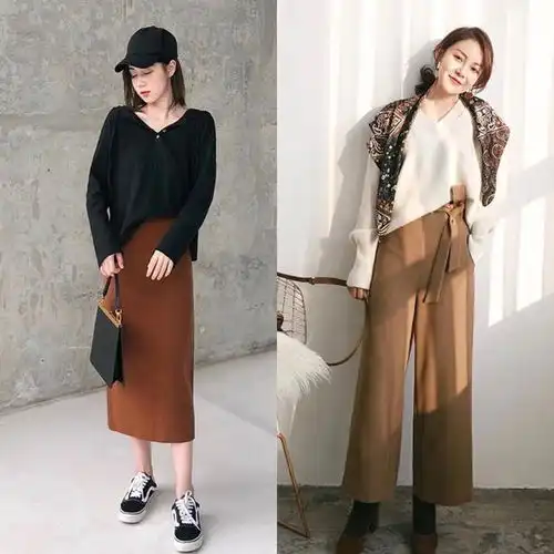 微胖女生的秋季日常穿搭,针织衫搭配阔腿裤,时尚又有女人味