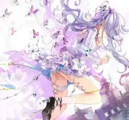 求冰发及腰,幻紫美瞳,有无数紫蝶萦绕的动漫少女图