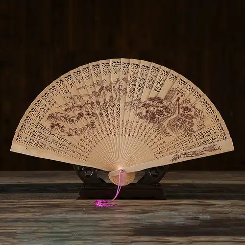 中国风古风折扇跳舞扇子网红舞蹈扇折叠扇女士扇实木香木扇演出扇