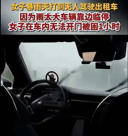 惊魂一刻武汉一女子暴雨天乘坐无人驾驶车,被困一小时,急哭了