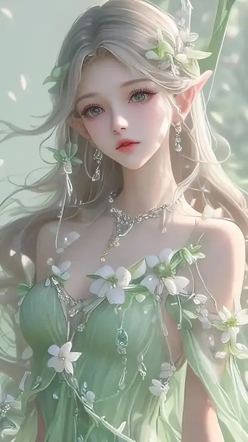 美女壁纸森林物语,绝美绿姬