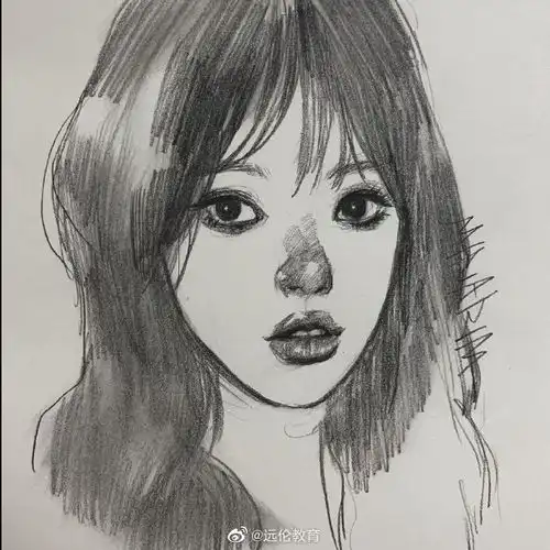 速写少女头像图minarimdrawing