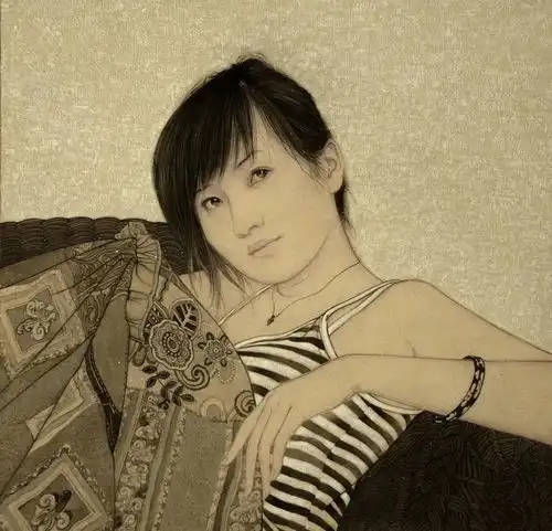 范春晓工笔画少女,唯美