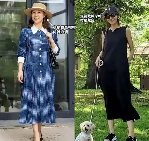 这才是微胖中年女人该有的打扮裙过膝衣不紧身,优雅显瘦