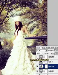 photoshop给树林美女婚片增加梦幻的黄蓝se5