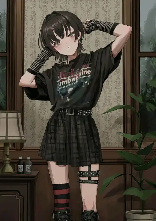 暗黑系少女女仆少女插画师肩