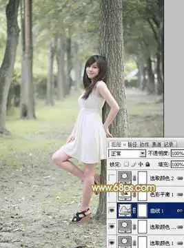 photoshop给美女人物照加上黄绿色技巧