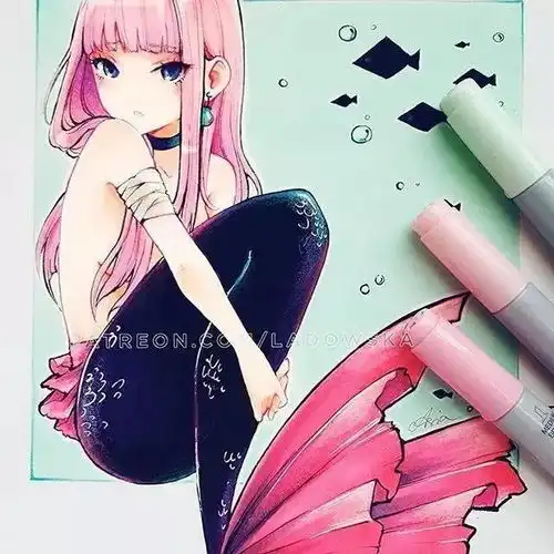 喜欢重金属摇滚的小姐姐,竟画出了小清新二次元动漫手绘