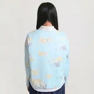 特有耳坚果家族手绘图案乳白色文艺衬衫女长袖小清新衬衣