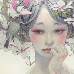 笔下的精灵被自然围绕的空灵少女