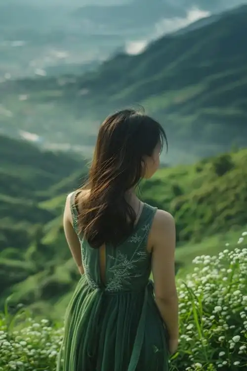 唯美女生背影户外旅行摄影图下载至来源处