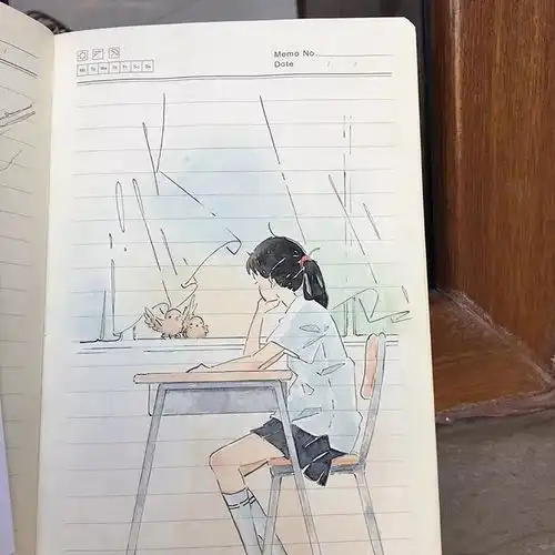 她在廉价的笔记簿上画出水彩美少女,温馨治愈,惊艳了2800000人