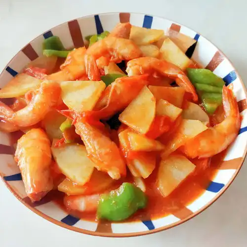 番茄土豆虾的做法番茄土豆虾怎么做筠旸jy的菜谱美食天下