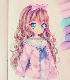 分享一组可爱的美少女头像马克笔手绘插画,萌萌少女心