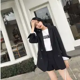 初夏装御姐洋气时尚俏皮法国小众网红西装裤子两件套装女气质韩版