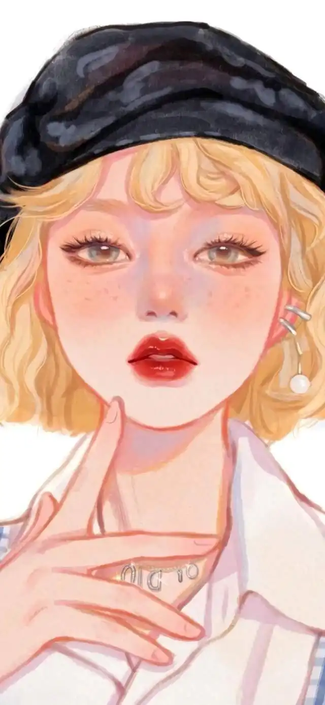 绝美仙气女生头像插画壁纸,闪闪发光,太美了