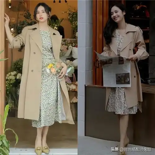 春天过了一半才知道,今年的风衣越长越时髦,配这4条裙子真洋气
